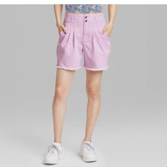 Wild Fable Super High Rise Pleated A-Line Shorts Purple - Picture 4 of 15